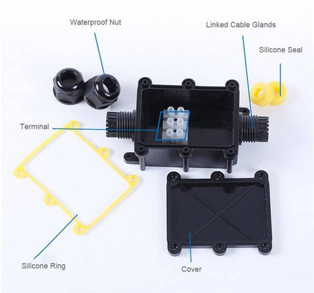 Puszka hermetyczna 80x57x41mm IP65 3 przepusty