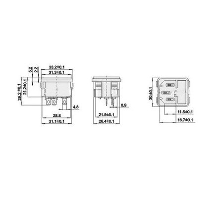 Gniazdo zasilające AC IEC męskie na zatrzask z bezpiecznikiem