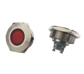 Kontrolka LED 34mm 12V metalowa czerwona