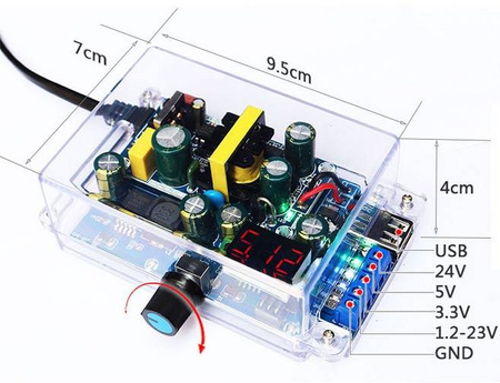 Zasilacz laboratoryjny regulowany LM2596 1.2V-24V