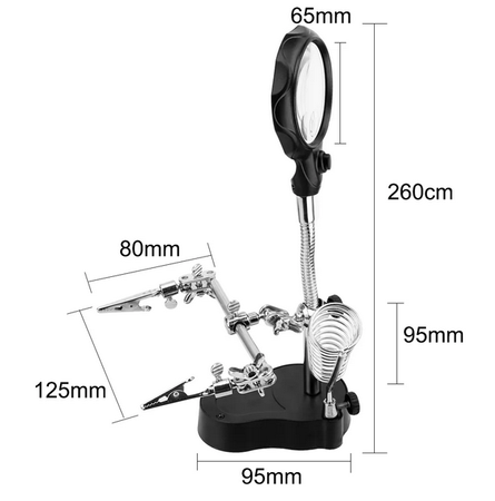Zestaw trzecia ręka uchwyt do PCB z lupą + szczypce + pęseta + odsysacz