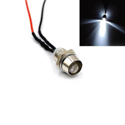 Kontrolka LED 5mm 12V DC biała oprawka metalowa wklęsła