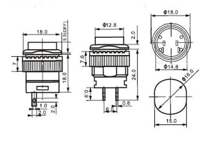 Przełącznik włącznik bistabilny1A 250V okrągły z podświetleniem