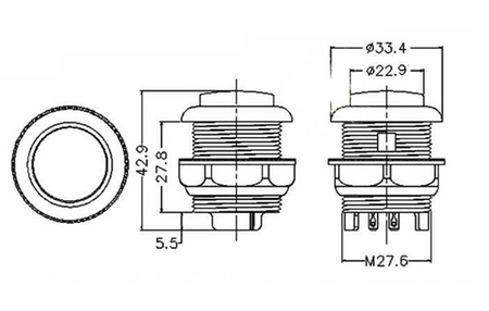Przycisk PBSP-33BB 1A 24V monostabilny