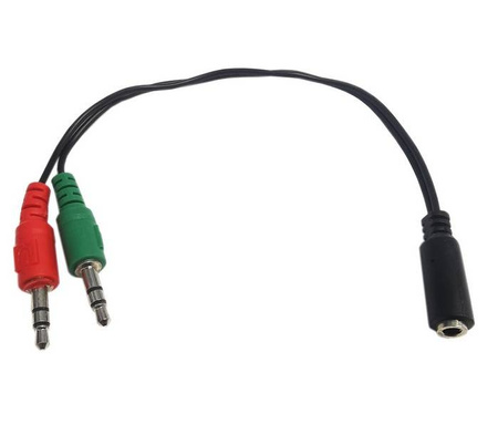 Adapter przejściówka jack 3.5mm 4pin gniazdo 2x wtyk