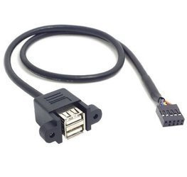 Gniazdo USB A podwójne do obudowy z gniazdem 2x5 przewód 30cm