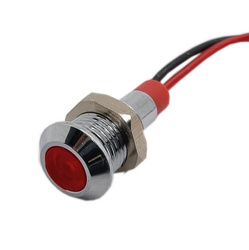 Kontrolka LED 10mm 12V metalowa czerwona