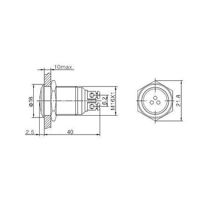 Kontrolka metalowa LED 18mm 12V DC z buzzerem