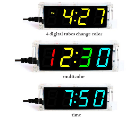 Zegar biurkowy LED z termometrem 5V DIY RGB