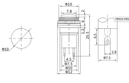 PBS-23Br monostabilny 0.5A 250V okrągły zwierny