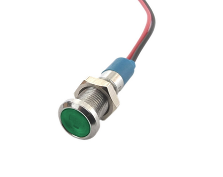 Metalowa kontrolka LED 8mm 12V zielona