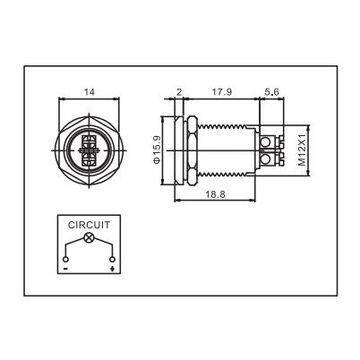 Metalowa kontrolka LED 16mm 12V metalowa żółta