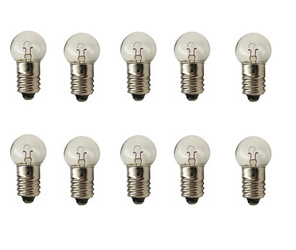 10x Żarówka wkręcana E10 2.5V 0.3A 0.75W