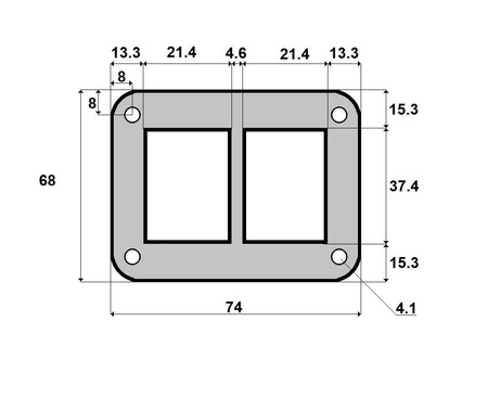 Ramka aluminiowa CARLING 74X68MM na 2 przełączniki