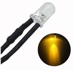Dioda LED 5mm 12V DC żółta clear przewód 20cm