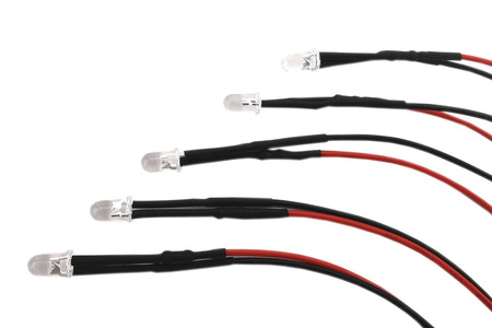 Dioda LED 5mm 12V DC niebieska clear z przewodem 20cm