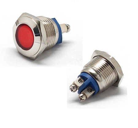 Metalowa kontrolka LED 14mm 230V czerwona