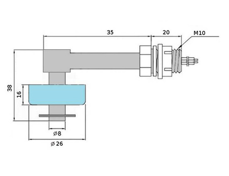 Magnetyczny czujnik poziomu wody kątowy MR1026-P NC zamknięty