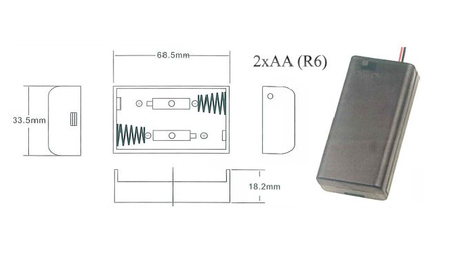 Koszyk na 2 bat. AA 1.5V z pokrywką i wyłącznikiem