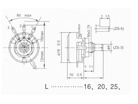 Potencjometr obrotowy 0.5W 22K Ohm B liniowy