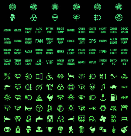 Naklejki fluo do przełączników CARLING zestaw 132szt.