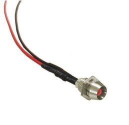 Kontrolka LED 3mm 12V DC czerwona matowa oprawka metalowa wklęsła