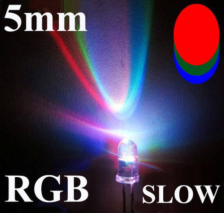 Dioda LED 5mm RGB clear wolna zmiana kolorów 2 piny 5szt.