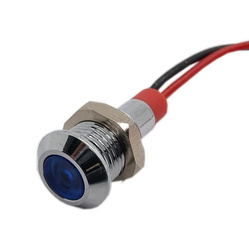 Kontrolka LED 10mm 12V metalowa niebieska