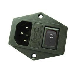 Gniazdo AC IEC męskie na zatrzask z wyłącznikiem i bezpiecznikiem