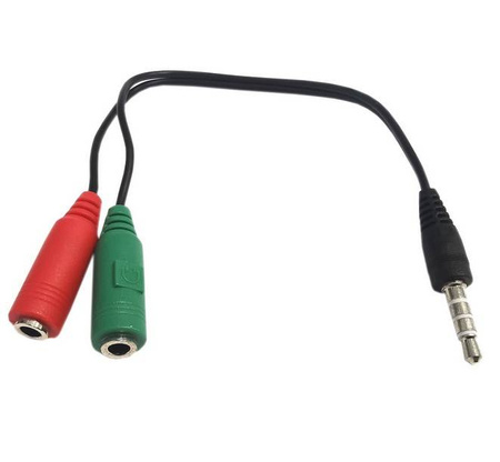 Adapter przejściówka jack 3.5mm 4pin wtyk 2x gniazdo