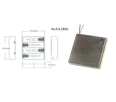 Koszyk na baterie 4xAA zamykany z przełącznikiem