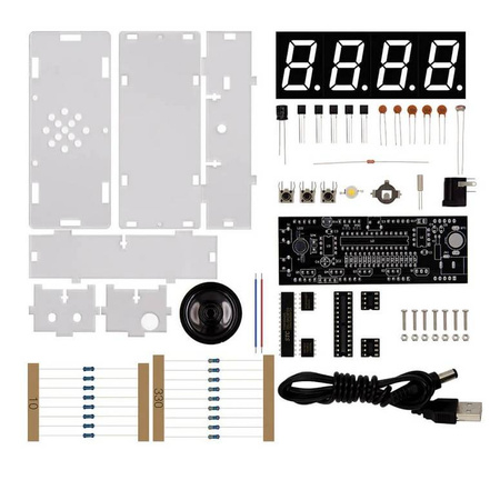 Zegar biurkowy LED z termometrem 5V DIY Biały
