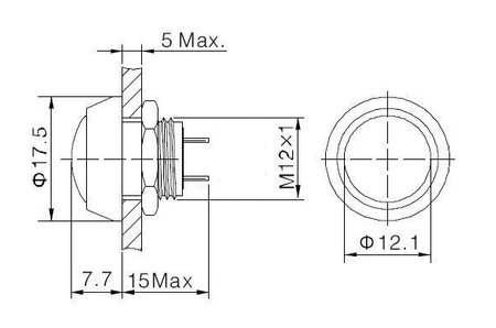 Przycisk monostabilny 3A 250V okrągły czarny