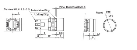 Przełącznik monostabilny 3A 250V AC podświetlenie 230V PBO-16BY