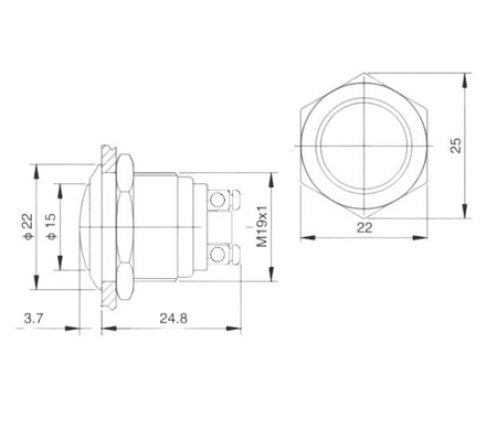 Przycisk wandaloodporny monostabilny 2A 250V klawisz wypukły