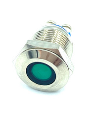 Metalowa kontrolka LED 14mm 12V metalowa zielona