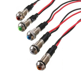 Kontrolka LED 5mm12V DC niebieska metalowa wypukła