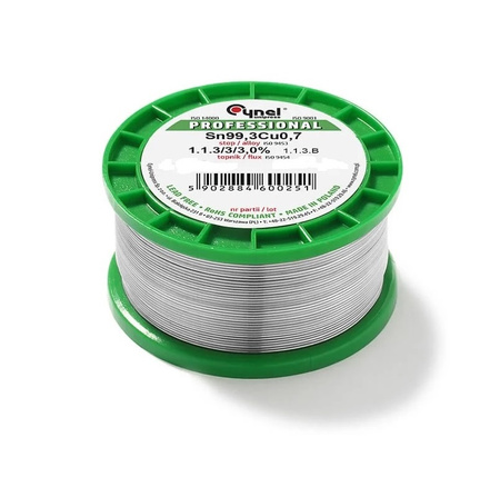 Cyna bezołowiowa CYNEL 0,7mm SZPULA 100g Sn99,3Cu0,7