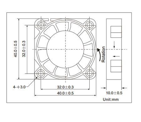 Wentylator 12V 40x40x10 ślizg 3 przewody