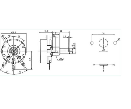 Potencjometr obrotowy 2W 470K Ohm B liniowy