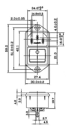 Gniazdo AC IEC męskie dwuobwodowe do obudowy z wył
