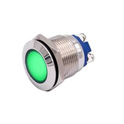 Metalowa kontrolka LED 16mm 230V zielona