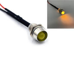 Kontrolka LED 5mm 24V DC żółta oprawka metalowa wklęsła