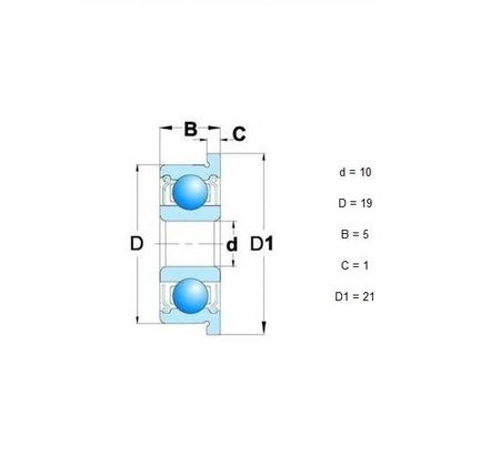 Łożysko kulkowe z flanszą F6800ZZ 10mm