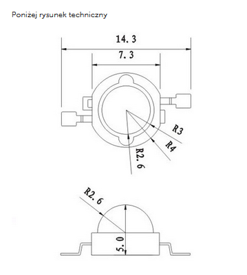 Dioda LED 1W star z radiatorem UV 410-420nm