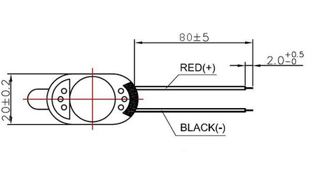Mini głośnik montażowy MG30-20 0.5W 8 Ohm h=5mm