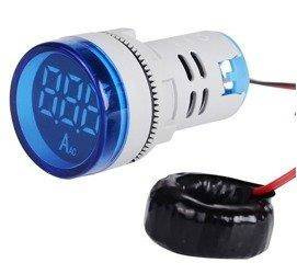 Amperomierz LED 28mm 0-100A 230V Niebieski