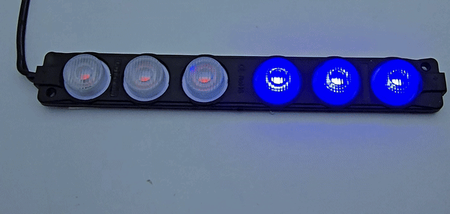 Lampa LED migająca 12V czerwono-niebieska 6 LED 20x142mm