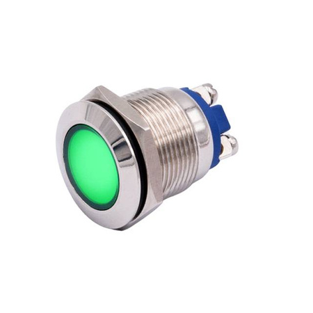 Metalowa kontrolka LED 16mm 12V zielona