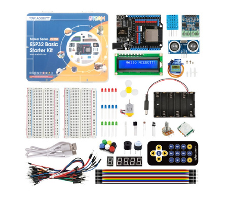 Zestaw startowy ESP32 WiFi Bluetooth ACEBOTT STEM QE200 + QE201 XXL nauka IoT Arduino